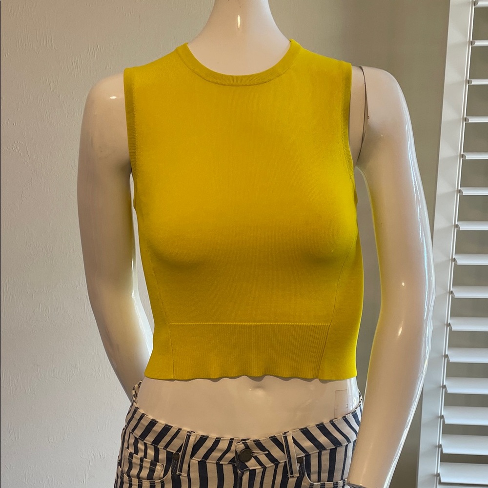 rag & bone bright yellow sleeveless lightweight crop sweater NWOT size S